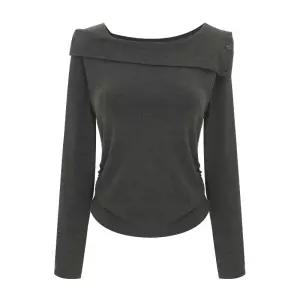 (택가 79000원)[티뷰] 포인트버튼세미오프숄더티셔츠_V6A-CTS015