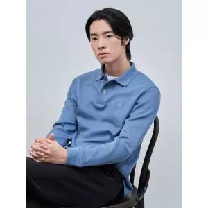 빈폴 BEANPOLE MEN 캐시미어 혼방 칼라넥 티셔츠 - 블루 241643