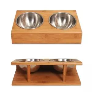 소화잘되는각도 편안한식사 원목식기 소형견을 밥그릇 애완견 애묘