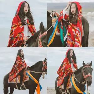 몽골판초 여행 패션 망토 보헤미안 후드담요 몽고판초 몽골판초 후드담요 캠핑담요 숄 망토