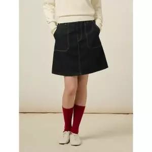 [빈폴레이디스] 아웃포켓 A라인 데님 스커트  네이비 (BF5327C01R)