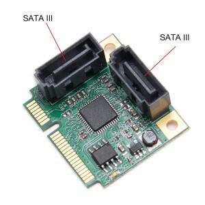 SD카드 미니 PCI 익스프레스 SATA 3.0 확장 어댑터 카드, to 듀얼 애드온 2 포트