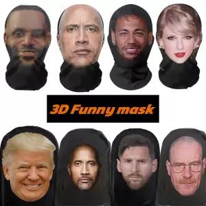 3D 호나우두 펀 패턴 메쉬 페이스 마스크 UV 보호 헤드 커버 파티 코스프레 소품 경량 통기성 파티 액세서