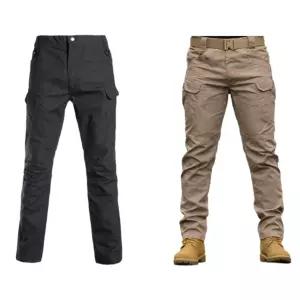 2벌세트 블랙+카키(봄/여름/가을)SWAT전술 택티컬 카고팬츠 주머니 10개 오토바이바지 전술복 작업복