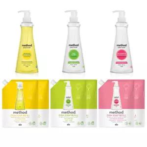 메소드 주방세제 532ML + 메소드 주방세제 리필 1L 2개 [총 2532ml] 레몬민트/바질/핑크그레이프후르츠