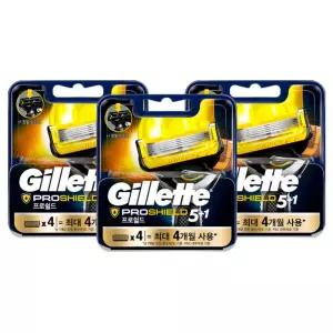 질레트 프로쉴드 질레트면도날 옐로우면도날 4입 3개