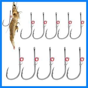 10개/세트 생새우 미끼 바늘 탄소강 가시 낚시 바늘 구멍 있는 메기 배스 낚시 바늘 소프트 루어용 낚시 도