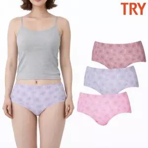 꽃무늬팬티 여성 맥시팬티 할머니 엄마 삼각 면100 순면 3종 세트