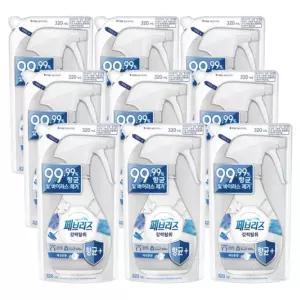 페브리즈 향균 플러스 깨끗한 향 리필 320ml / 9개 소파 룸 실내 의류 섬유 탈취제