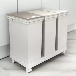 BS 이동식 가정용 3단 분리수거함 재활용 쓰레기 다용도