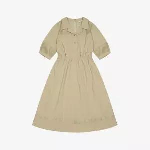 SI 씨 망사 배색 오픈 칼라 원피스 RE H