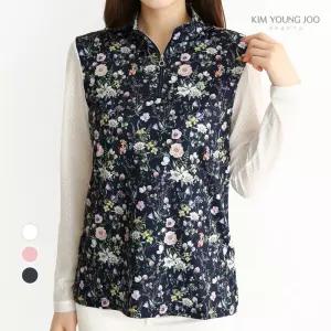 김영주스포츠 여성 플라워 티셔츠 KRWT62307 골프 데일리 메쉬 시스루 반집업