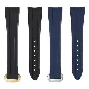 호환  오메가스와치용 고무 실리콘 시계 밴드 시마스터 300 스피드마스터 문 스트랩 남성용 아크 마우스 블