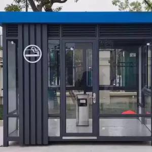 야외 이동식 흡연실 2 맞춤형 흡연부스 휴게소 공장 3x2.6m 휴게실 다크그레이 x