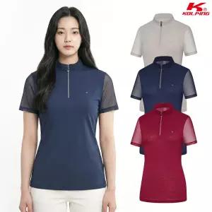 콜핑 2202TK567W 소매 메쉬 시원한 기능성 여자 반팔 집업 티셔츠