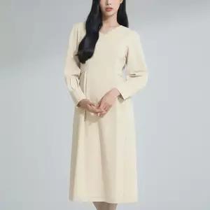 [미쏘] V넥 스티치 롱 원피스 (MIWOWC923B-T)