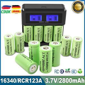 4Pcs 16340 배터리 2800mAh 충전식 3.7V CR123A 보안 카메라 손전등 LCD