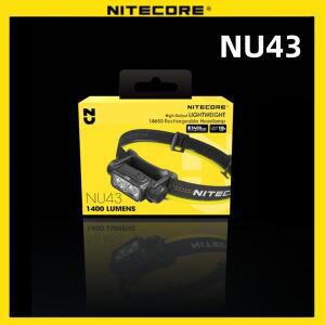 NITECORE NU43 헤드램프 경량 충전식 흰색 빨간색 라이트 야외 캠핑 헤드라이트 내장 3400mAh 배터리