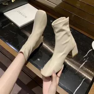 스퀘어 앵클삭스부츠 통굽 앵글발목부츠 6cm