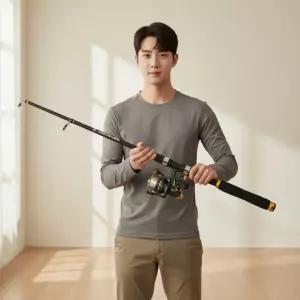 초보용 민물 원투 루어 낚시대 세트 2.7m 가이드캡 포함