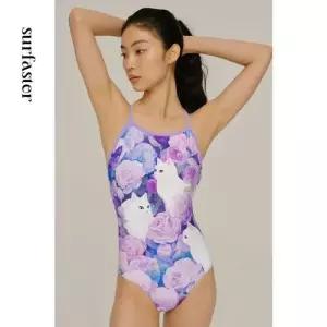 원피스 여사친 고양이 원피스수영복 바람 수영복 빅사이즈 스피드 삼각 비치웨어 프린트 유행1