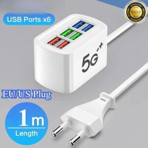 6포트 멀티 USB 전화 충전기 범용 어댑터 고속 헤드 소켓 벽 허브 스플리터