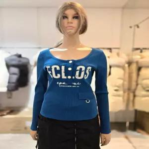 [에고이스트] 배색 프린팅 포인트 U넥 슬림 티셔츠  ER2CL-363