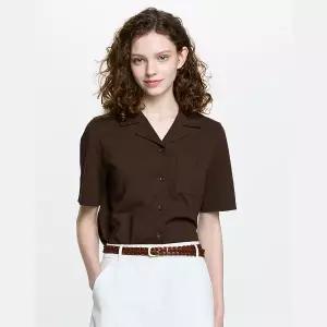 [롯데백화점]헤지스레이디스 피케조직 셔츠형 반팔 폴로 티셔츠 HSTS6B302