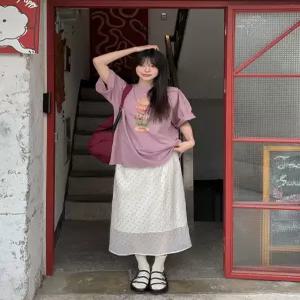 [제작] 하베나 밴딩 플라워 롱 스커트 87209 빅사이즈 여성의류