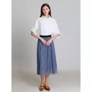 [하프클럽/오조크]폴리 메쉬 플리츠 A라인 스커트 (택가격 139000원)