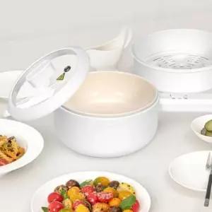 세라믹 전기 냄비 멀티쿠커 2단 찜기 라면포트 2.2L