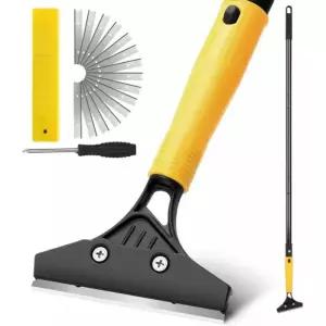 긴 손잡이가 있는 튼튼한 바닥 스크레이퍼 10개의 금속 칼날이 추가된 4인치 면도날 벽 유리 타일 페인트