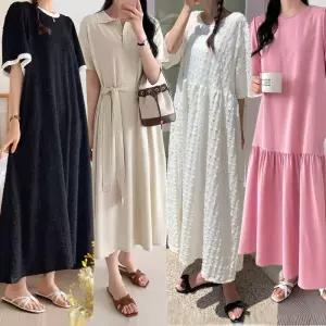 [루즈핏 NO.1 보리맘] 봄 여름 롱 원피스 빅사이즈 여성 니트 세트 임부복