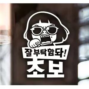 잘부탁함돠 초보 초보운전스티커-화이트 자동차용품 익스테리어용품