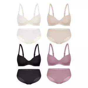 [Wonderbra] 일체형 볼륨몰드 노와이어 브라팬티 8종세트 오트밀+베이지+블랙+핑크 WBW6M15161718_T
