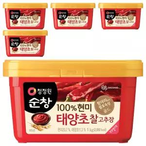 청정원순창 100% 현미 태양초 찰고추장, 1kg, 5개