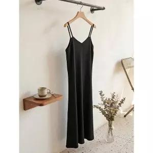 [하프클럽/샵앤]여성 끈조절 나시 레이어드 플리츠 주름 롱원피스 JR-WDR-5200-