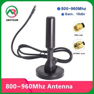 신호 부스터 3G GSM 800 980Mhz 868Mhz 915Mhz Lora 외부 옴니 와이파이 안테나 고이득 15DBI 공중 자기 베이스 SMA