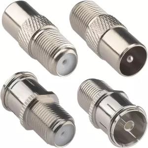 카우노스타 F-TV 안테나 어댑터 키트 4팩 2쌍 F 암수에서 PAL 유럽 동축 스마트 TV 삼성 TCL FM 라디오 홈