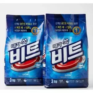 비트 분말 세탁세제 일반용 리필 3kg 2개