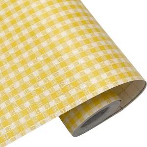 이펠리 옐로우 화이트 체크 격자무늬 가구 종이 자가 접착 선반 라이너 기본 캐비닛 장식 17.7인치 x