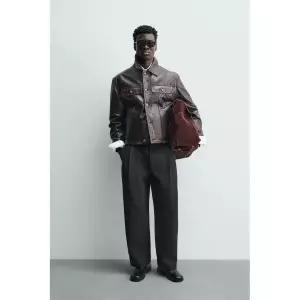 zara 자라 워시드 레더 재킷 - 다크 석류146238