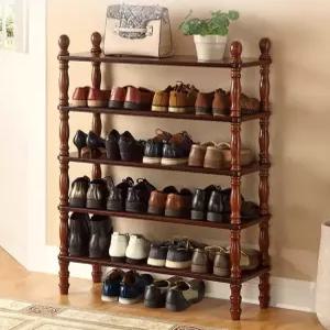 엔틱 신발장 우드 복도 수납장 오픈형 현관 콘솔 선반