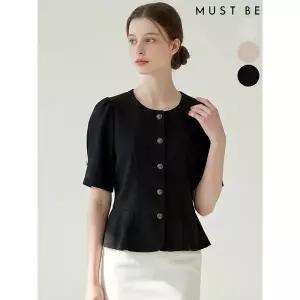 [하프클럽/머스트비]여성 퍼프 반소매 페플럼 린넨 자켓