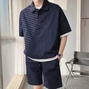 남성 여름 아노락 카라 반팔 반팔티 반바지 세트 트레이닝 휴가 휴양지 여행 데일리