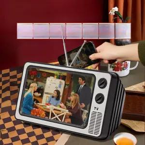 티비모양 스마트폰 화면 확대경 핸드폰 확대 스크린 거치대 12인치 레트로 우드