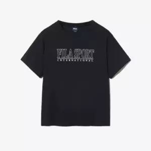 M 휠라반팔티 KQC FS2RSH2104X-BLK 쿨링 인터내셔널 레터링 반팔티