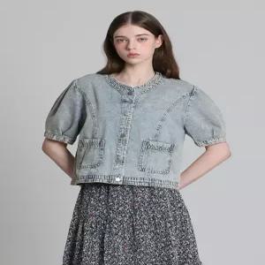 [오조크][오조크(OZOC)] 퍼프 라운드 데님 자켓 (택가격 108000원)