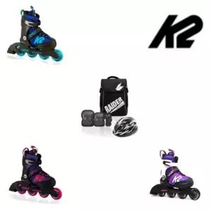 K2 시러스/케이던스 아동인라인 5단계 사이즈조절 가방+보호대+헬멧[풀]