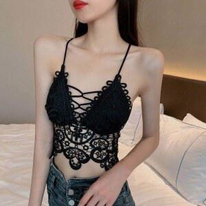 튜브탑 여름 나시 펀칭 레이스 브라탑 캡내장 이너웨어